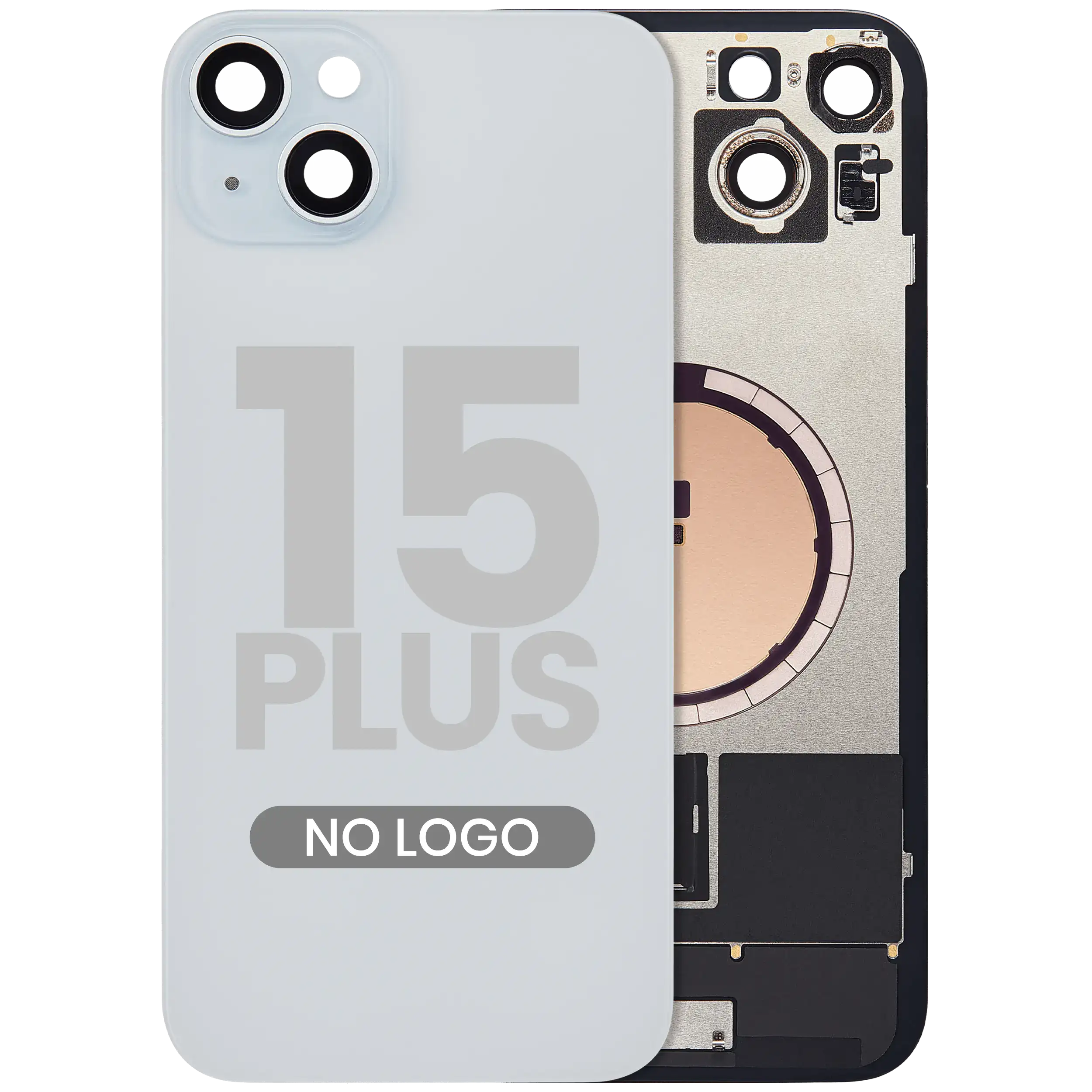 Back Glass w/ MagSafe Magnet For iPhone 15 Plus (No Logo) (Aftermarket) (Blue)