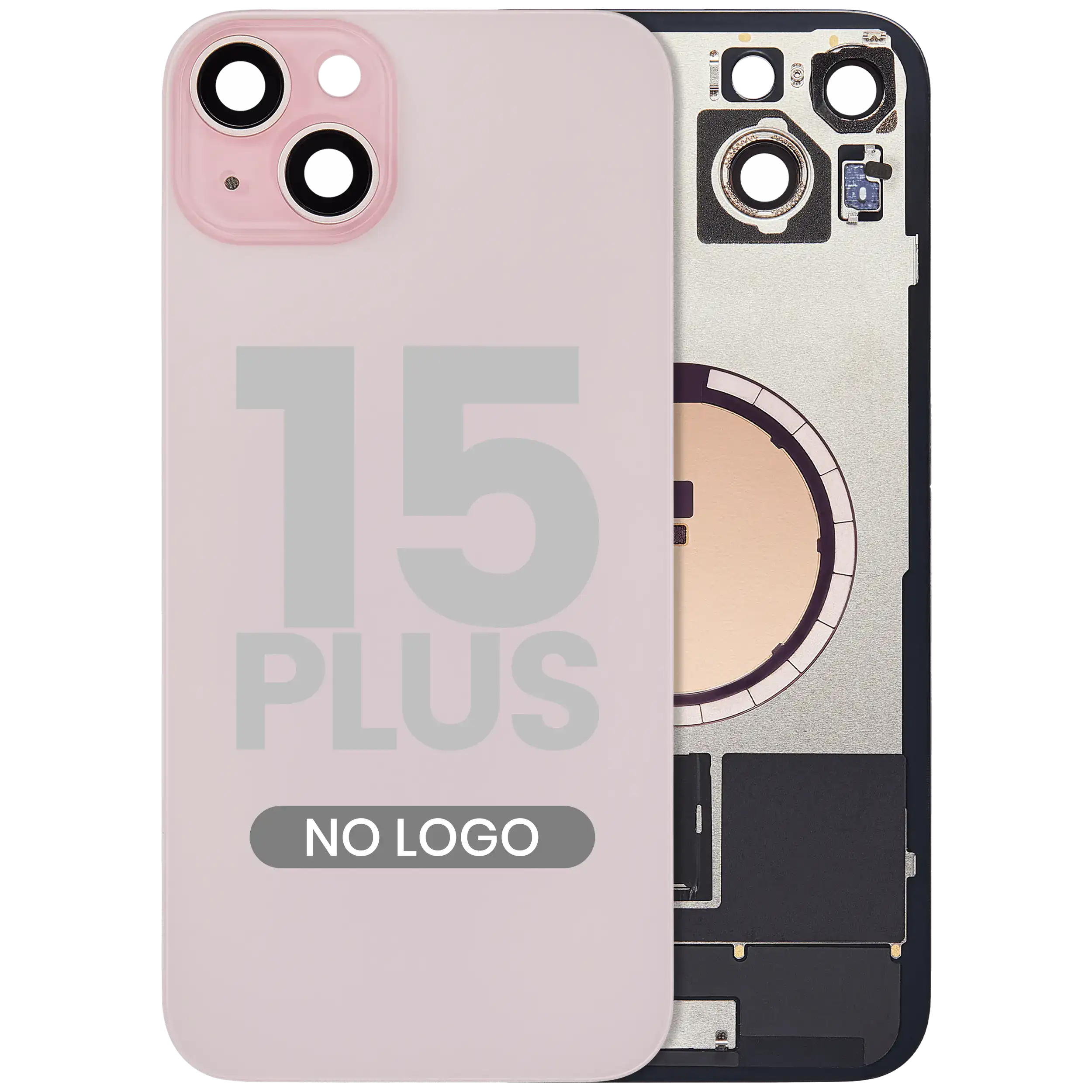 Back Glass w/ MagSafe Magnet For iPhone 15 Plus (No Logo) (Aftermarket) (Pink)