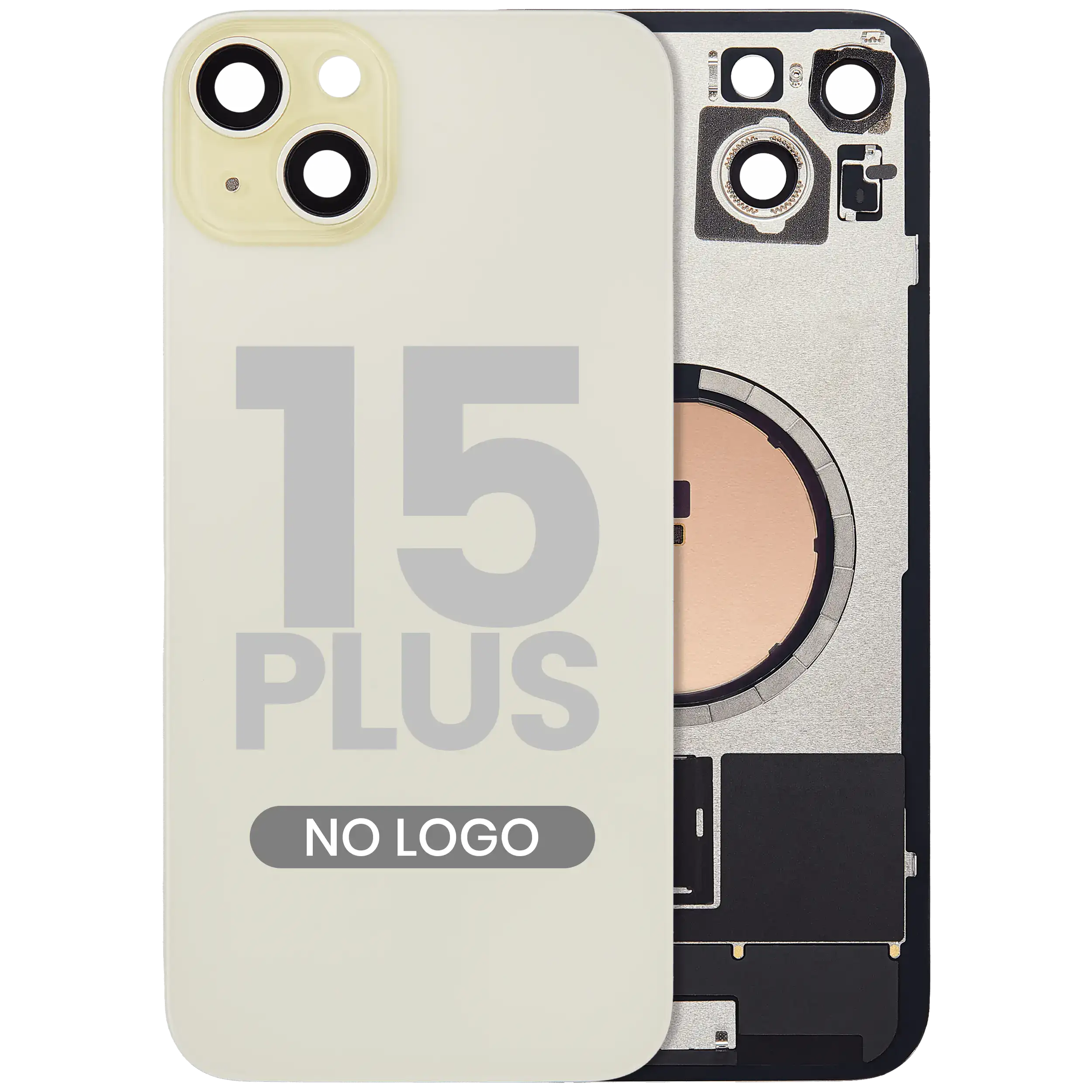 Back Glass w/ MagSafe Magnet For iPhone 15 Plus (No Logo) (Aftermarket) (Yellow)