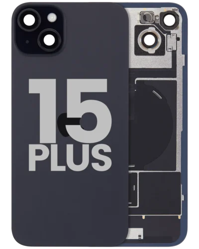 Back Glass w/ MagSafe Magnet & NFC & Flashlight Flex For iPhone 15 Plus (Used OEM Pull: Grade A) (Black)