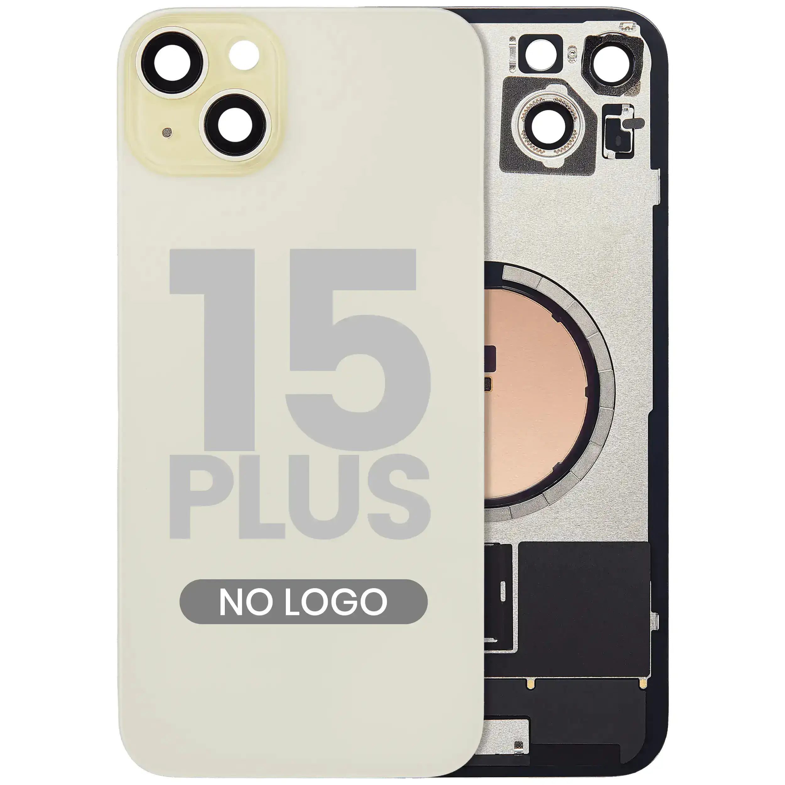 Back Glass w/ MagSafe Magnet For iPhone 15 Plus (No Logo) (Aftermarket) (Yellow)