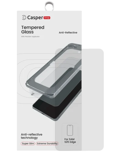 Casper Snap Tempered Glass For Samsung Galaxy S25 Edge (Retail Pack) (AR Clear)