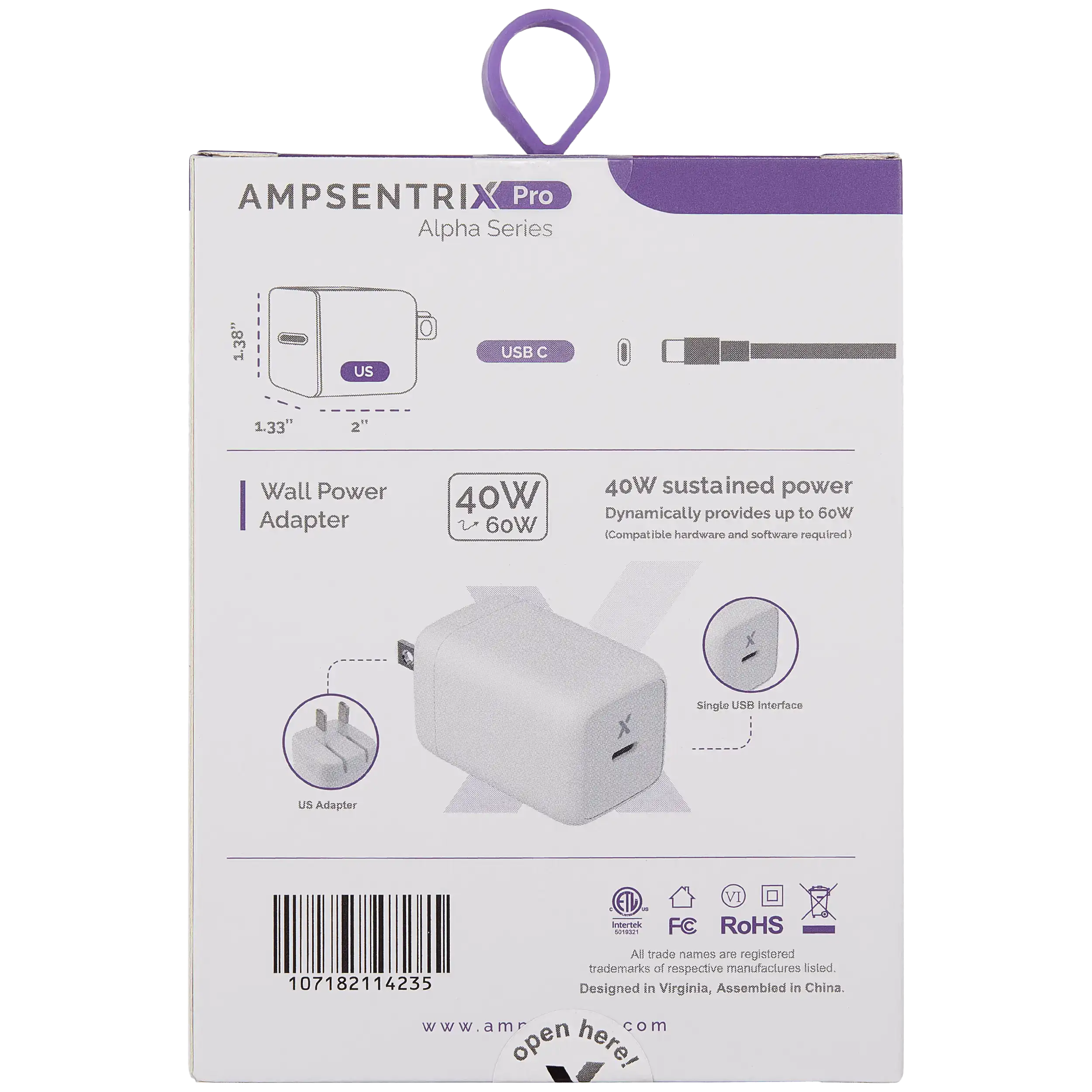 AmpSentrix 40W USB-C Wall Adapter (110V / US Plug) - Image 9