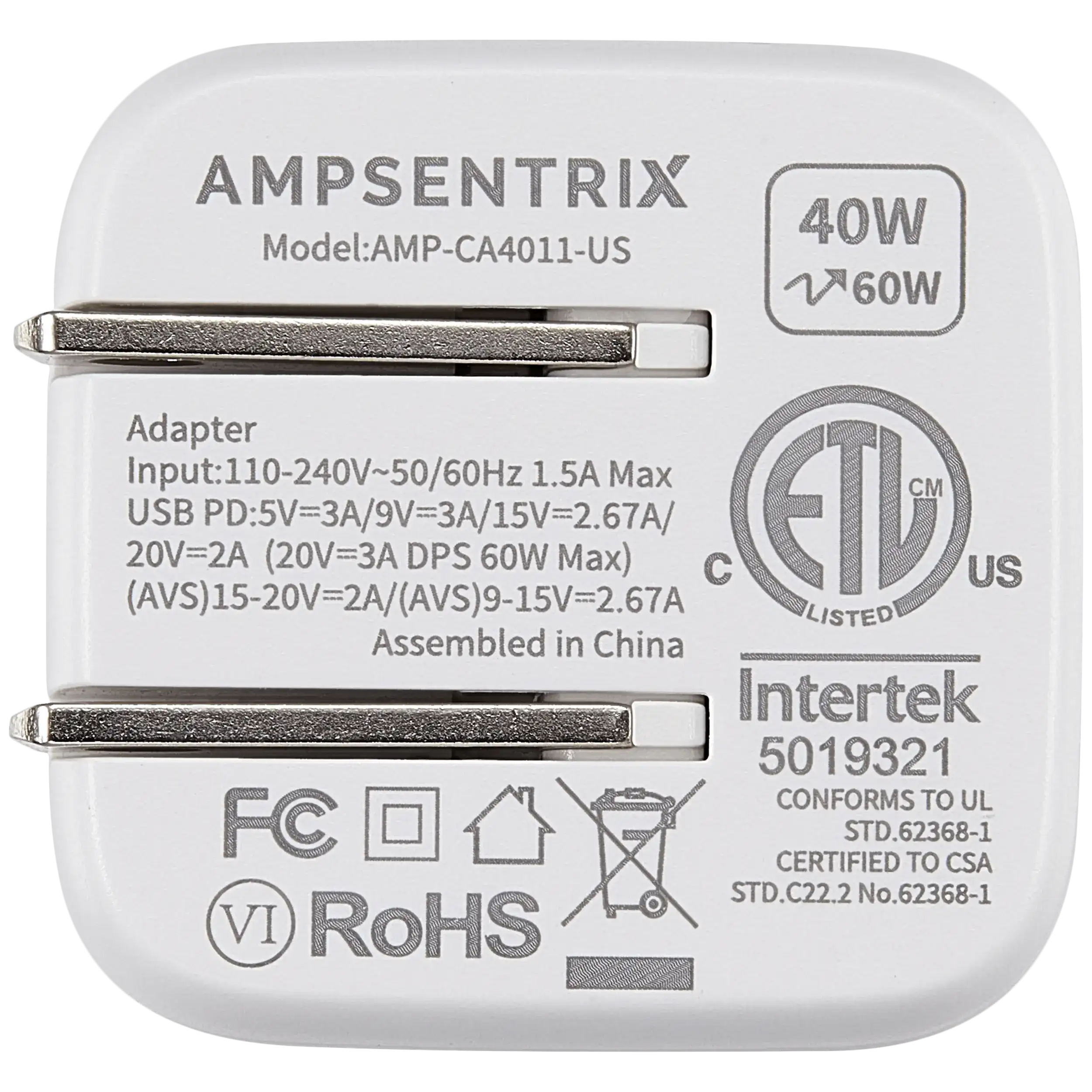 AmpSentrix 40W USB-C Wall Adapter (110V / US Plug) - Image 7
