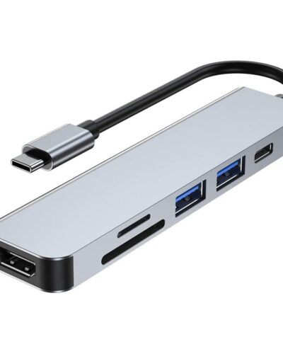 6 in 1 Multi-Function Hub (Type-C to HDMI, C, USB-A, SD-Card) for Laptop/Phone