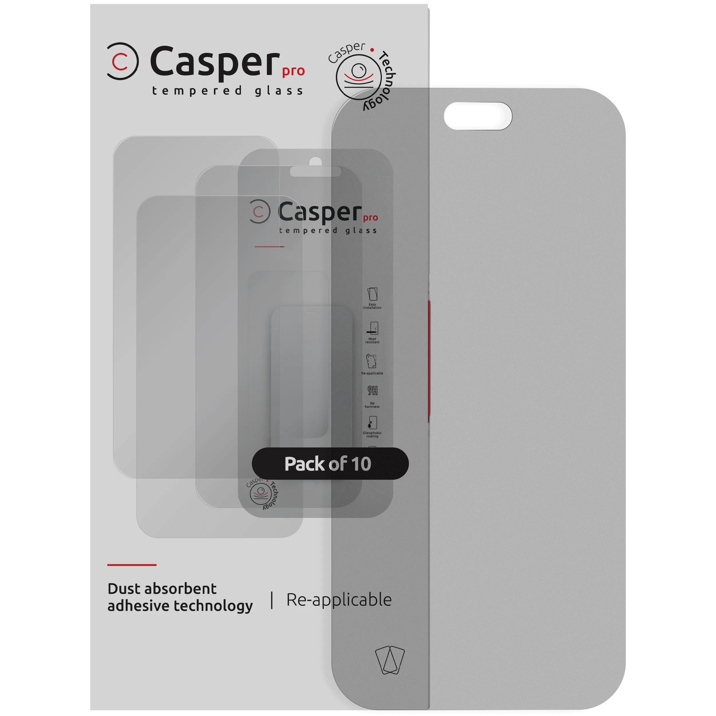 Casper Pro Tempered Glass Compatible For iPhone 18 Pro (10 Pack) (Matte)