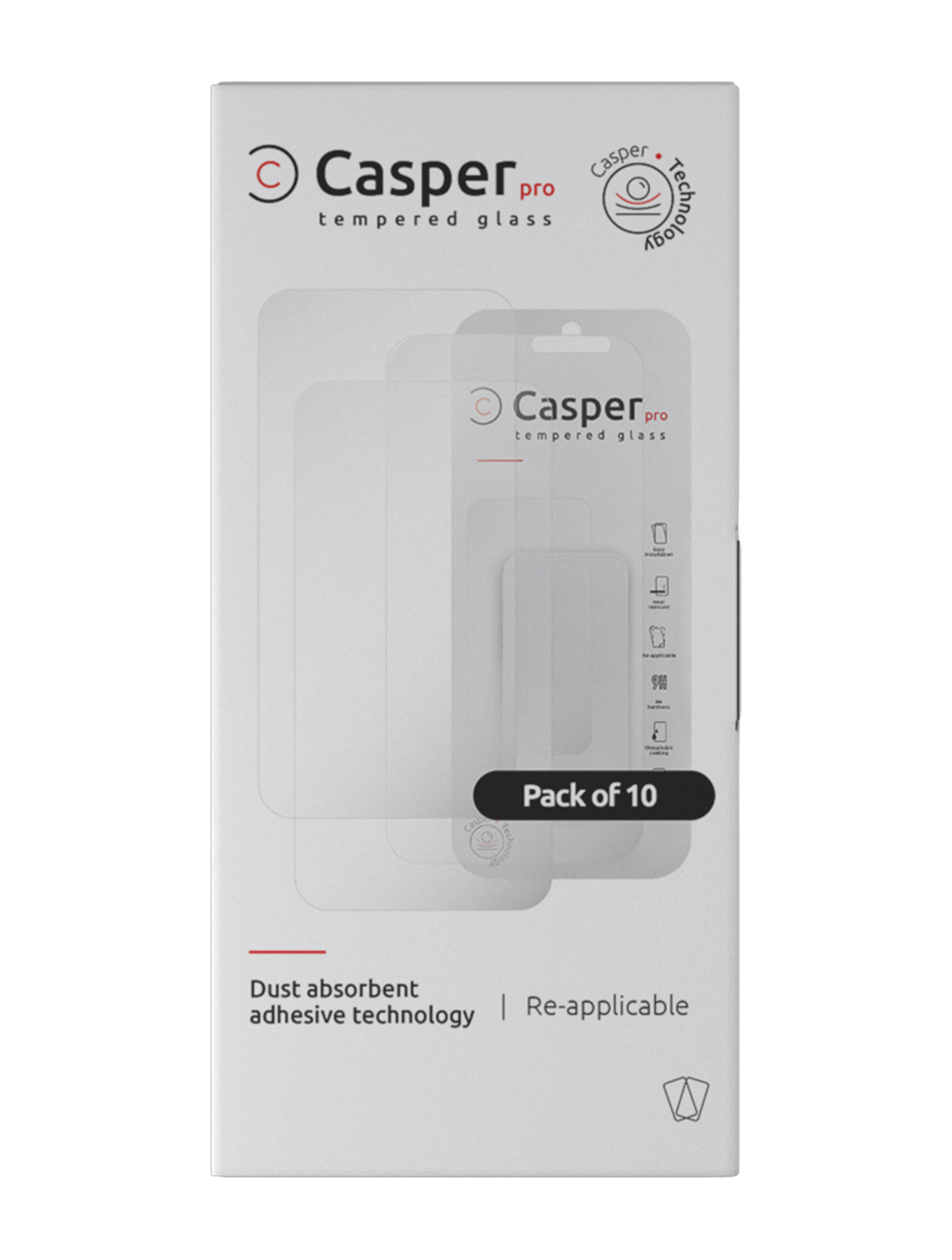 Casper Pro Tempered Glass For iPhone 12 / 12 Pro (Case Friendly) (10 Pack) (Clear) - Image 2
