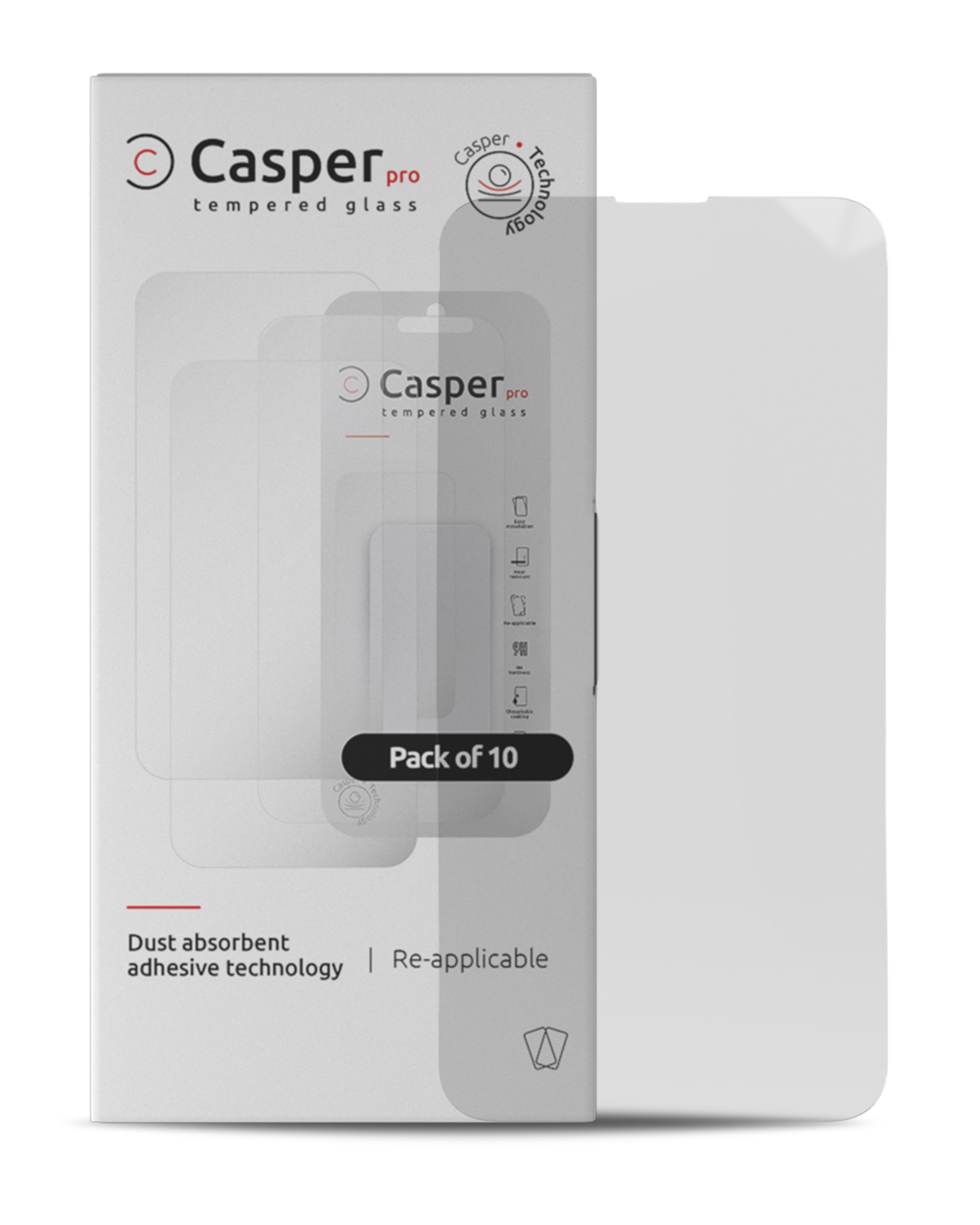Casper Pro Tempered Glass For iPhone 13 / 13 Pro / 14 / 16e / 17e (10 Pack) (Clear) - Image 2