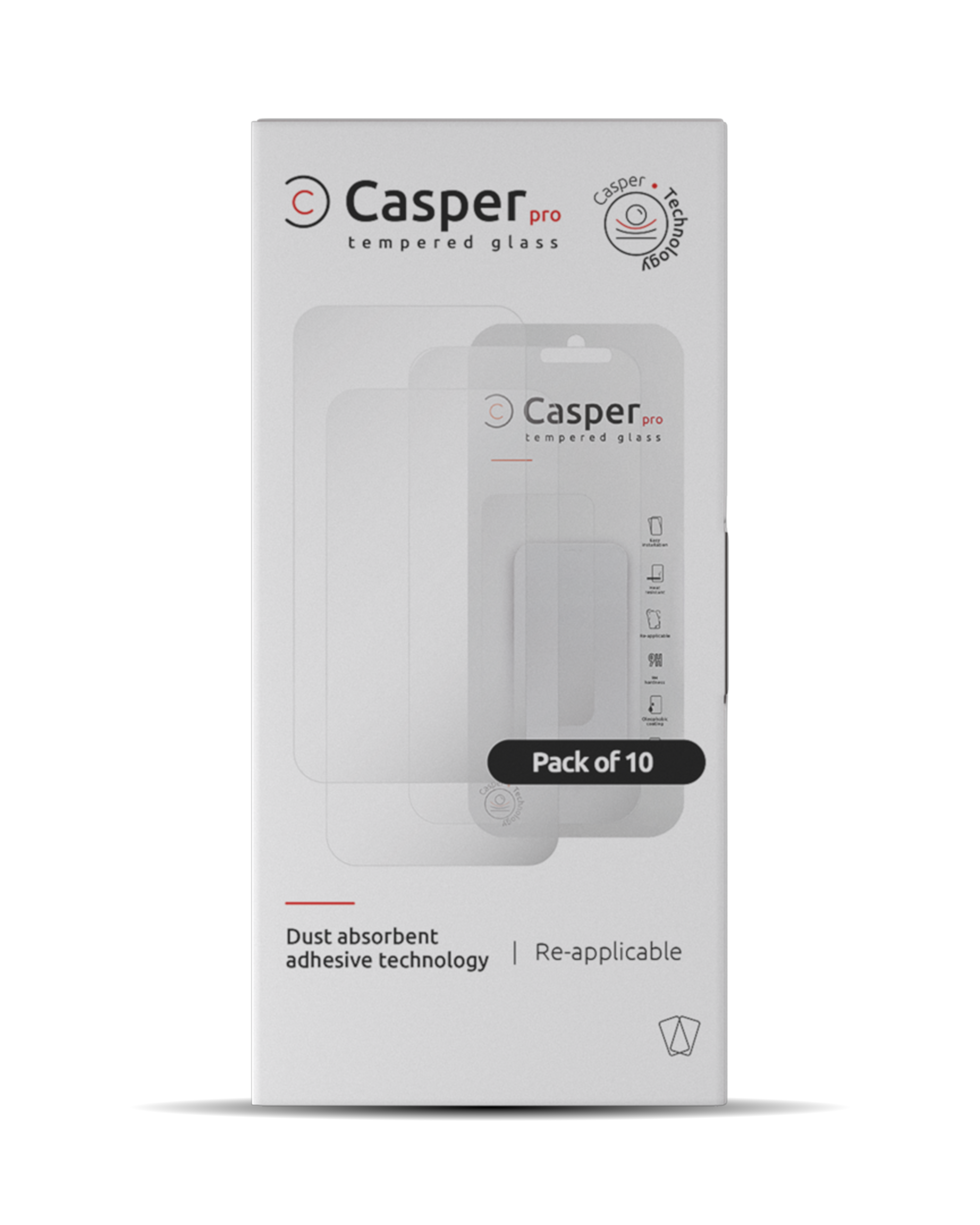 Casper Pro Tempered Glass For iPhone 14 Pro (10 Pack) (Clear) - Image 2