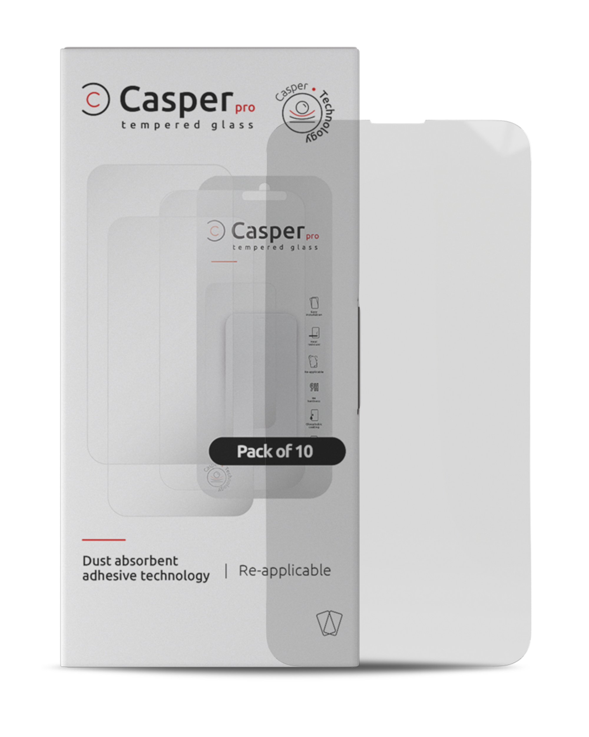 Casper Pro Tempered Glass For iPhone 15 / 16 (10 Pack) (Clear) - Image 2