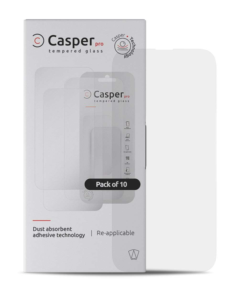 Casper Pro Tempered Glass For iPhone 15 Pro (10 Pack) (Clear) - Image 3