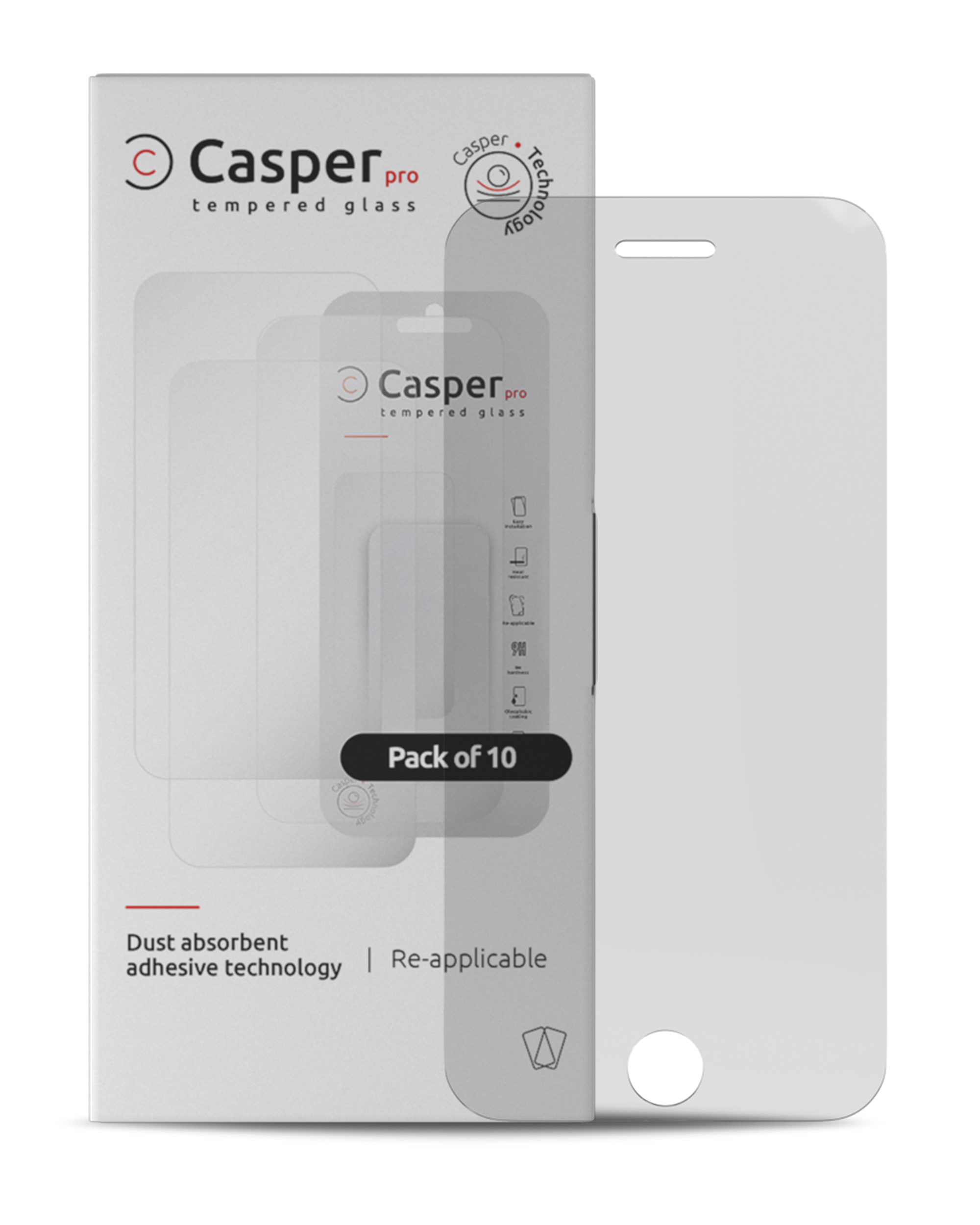 Casper Pro Tempered Glass For iPhone 5 / 5S / 5C / SE (2016) (10 Pack) (Clear) - Image 2