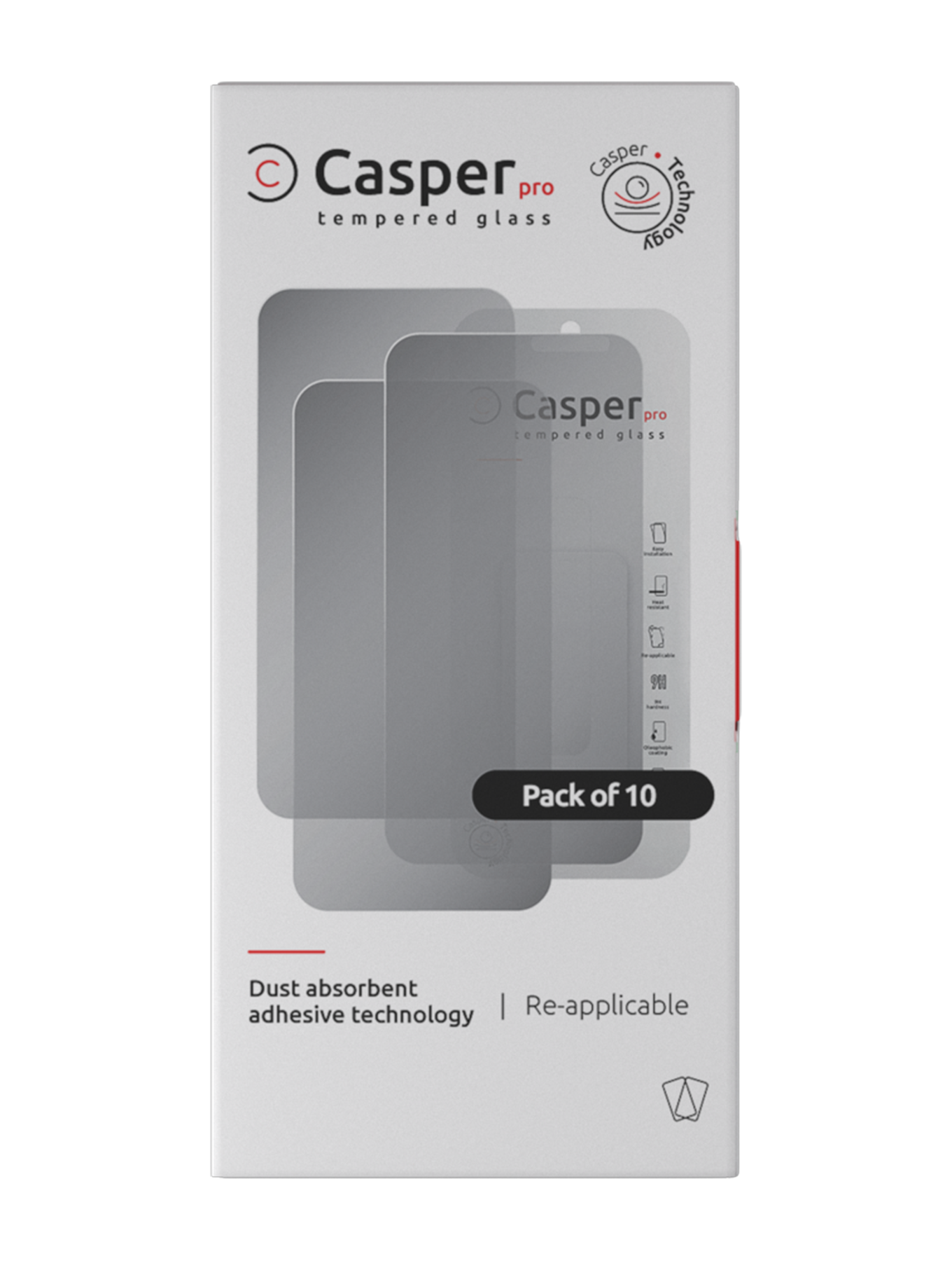 Casper Pro Tempered Glass For iPhone X / XS / 11 Pro (10 Pack) (Privacy) - Image 2