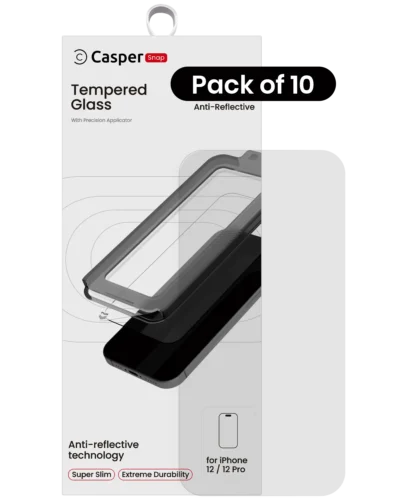 Casper Snap Tempered Glass Compatible For iPhone 12 / 12 Pro (10 Pack) (AR Clear)
