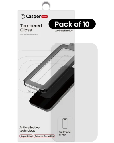 Casper Snap Tempered Glass Compatible For iPhone 14 Pro (10 Pack) (AR Clear)