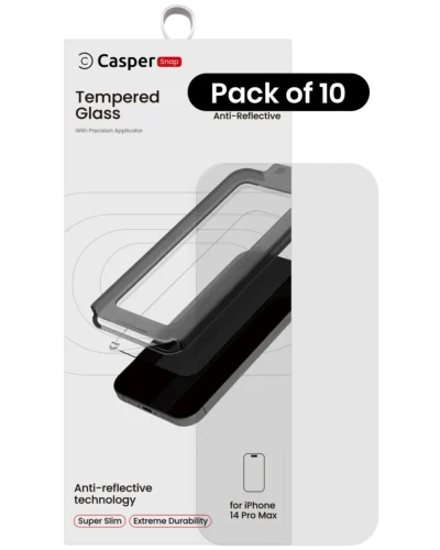 Casper Snap Tempered Glass For iPhone 14 Pro Max (10 Pack) (AR Clear)