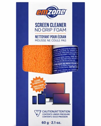 EMZONE Screen Cleaner - No-Drip Foam with Microfiber Cloth - 60g