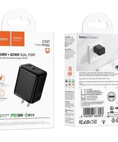 HOCO C157 - 30W PD + 18W QC Dual Port Charger - Black