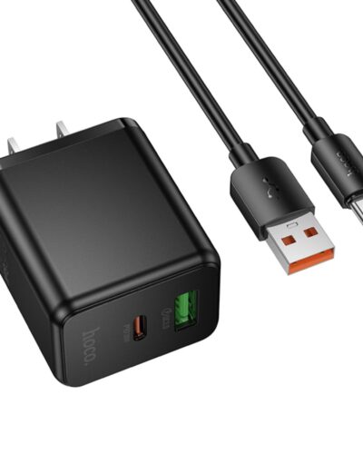 HOCO C157 - 30W PD + 18W QC Dual Port Charger w/ Type-C Cable - Black