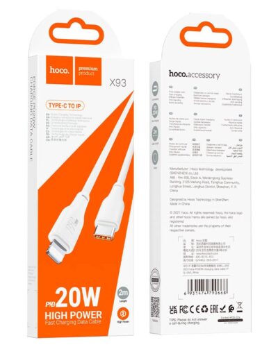 HOCO 3FT Lightning to USB-C 20W Cable - X93 - White