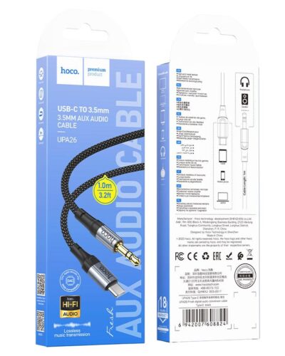 HOCO UPA26-C - Type-C to Male-Aux - 3FT - Black