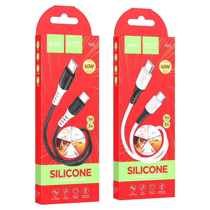 HOCO X82 - C to C - 60W Rapid Charging Cable - White