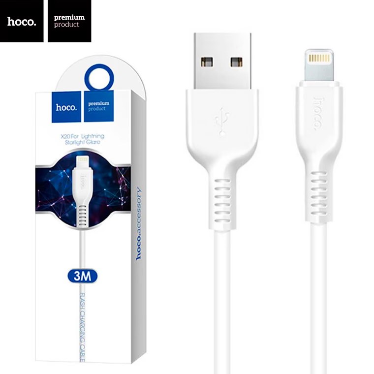 Hoco X20 - Lightning Cable - 10FT - White