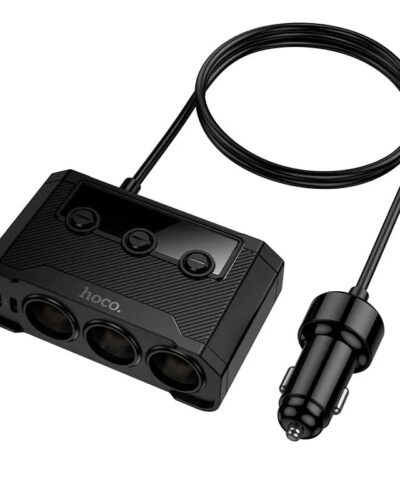 HOCO Z64 - 12V Car Port Hub (2 Type-C + 2 Type-A + 3 Cig. Port) - Black