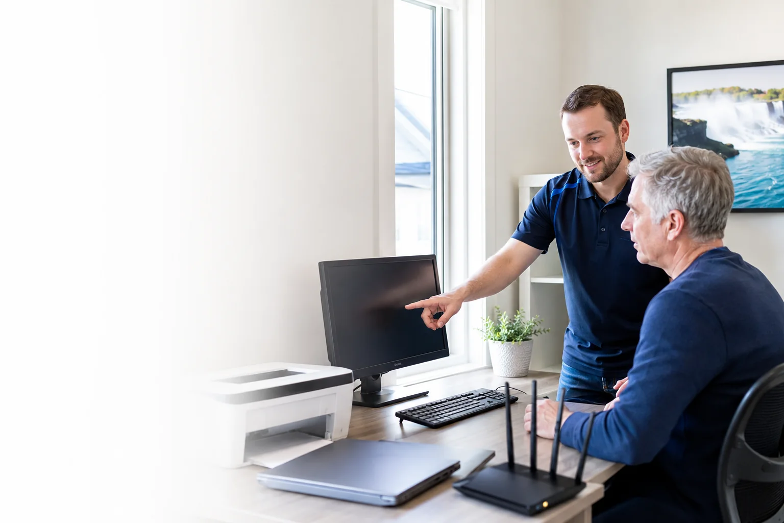 ThrifTech technician providing on-site computer support in Niagara Region