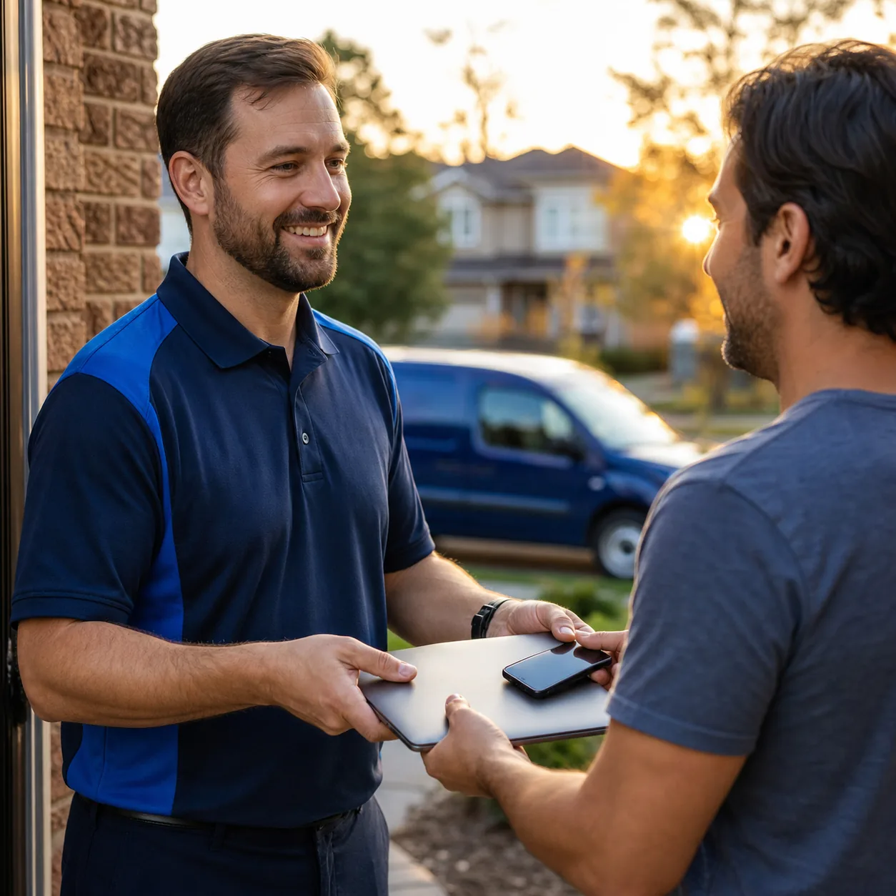 Repaired phone and laptop returned to a customer in Niagara Region