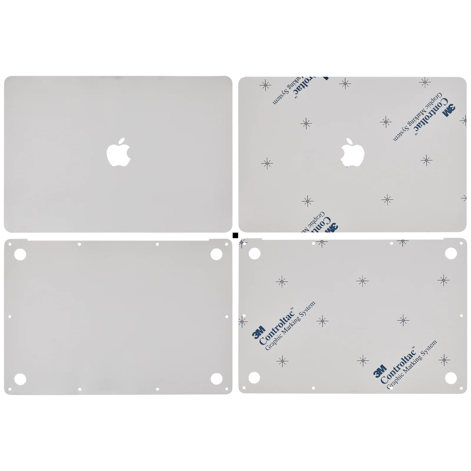 2-in-1 (Top, Bottom) Skin For MacBook Air 13" A1932 (2018-2019) / A2179 (2020) (Silver)