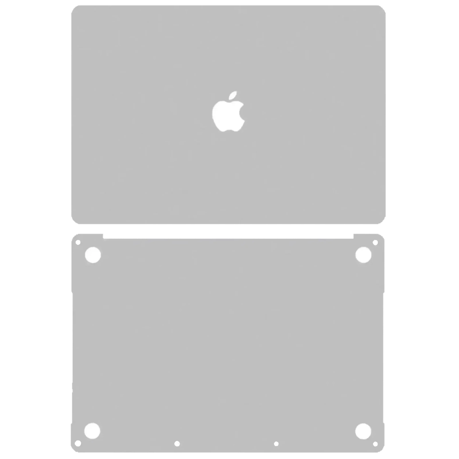 2-in-1 (Top, Bottom) Skin For MacBook Pro 13" A1708 (2016) (Silver)