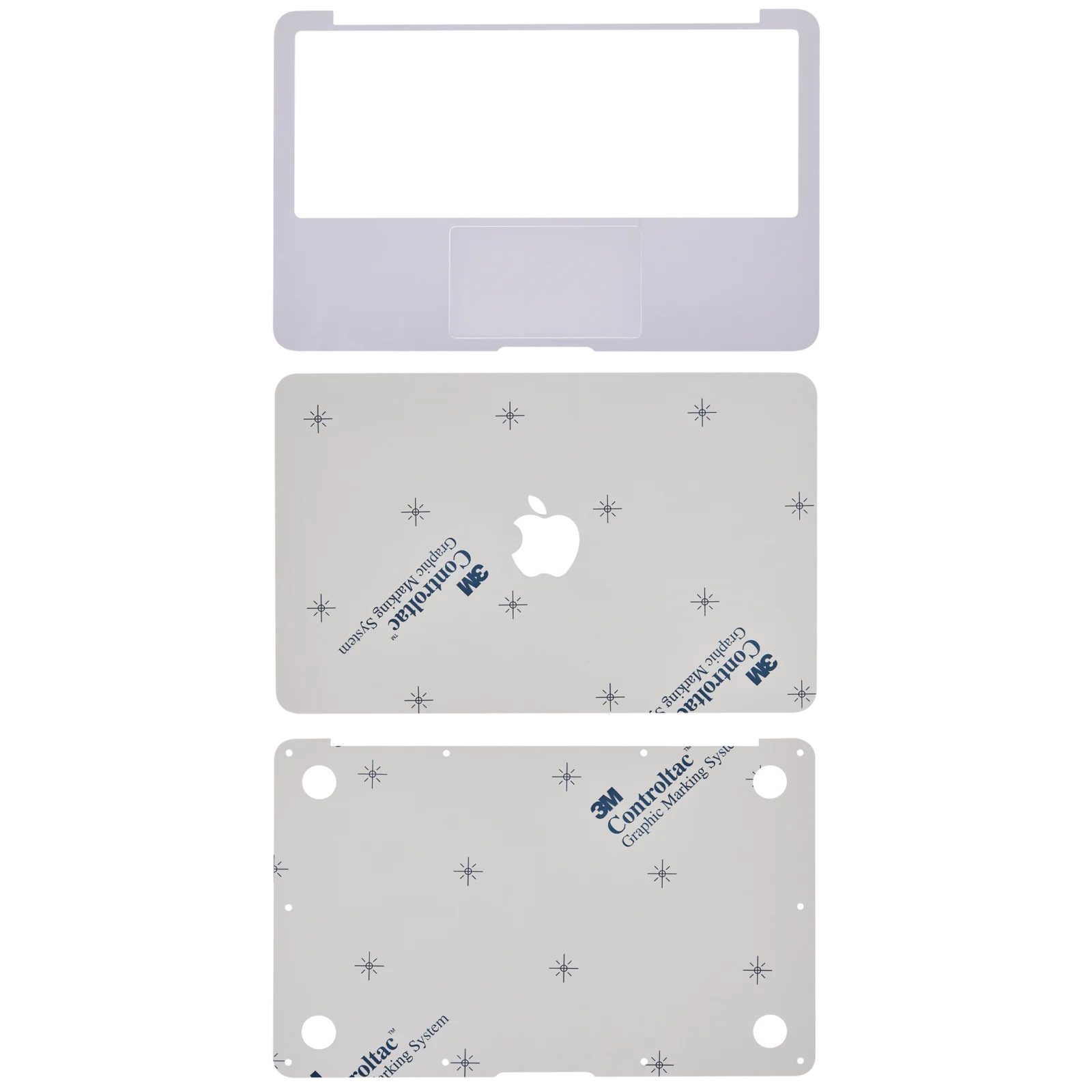 4-in-1 (Top, Bottom, Keyboard, Trackpad) Skin For MacBook Air 11" A1370 (2010-2011) / A1465 (2012-2015) (Silver) - Image 3