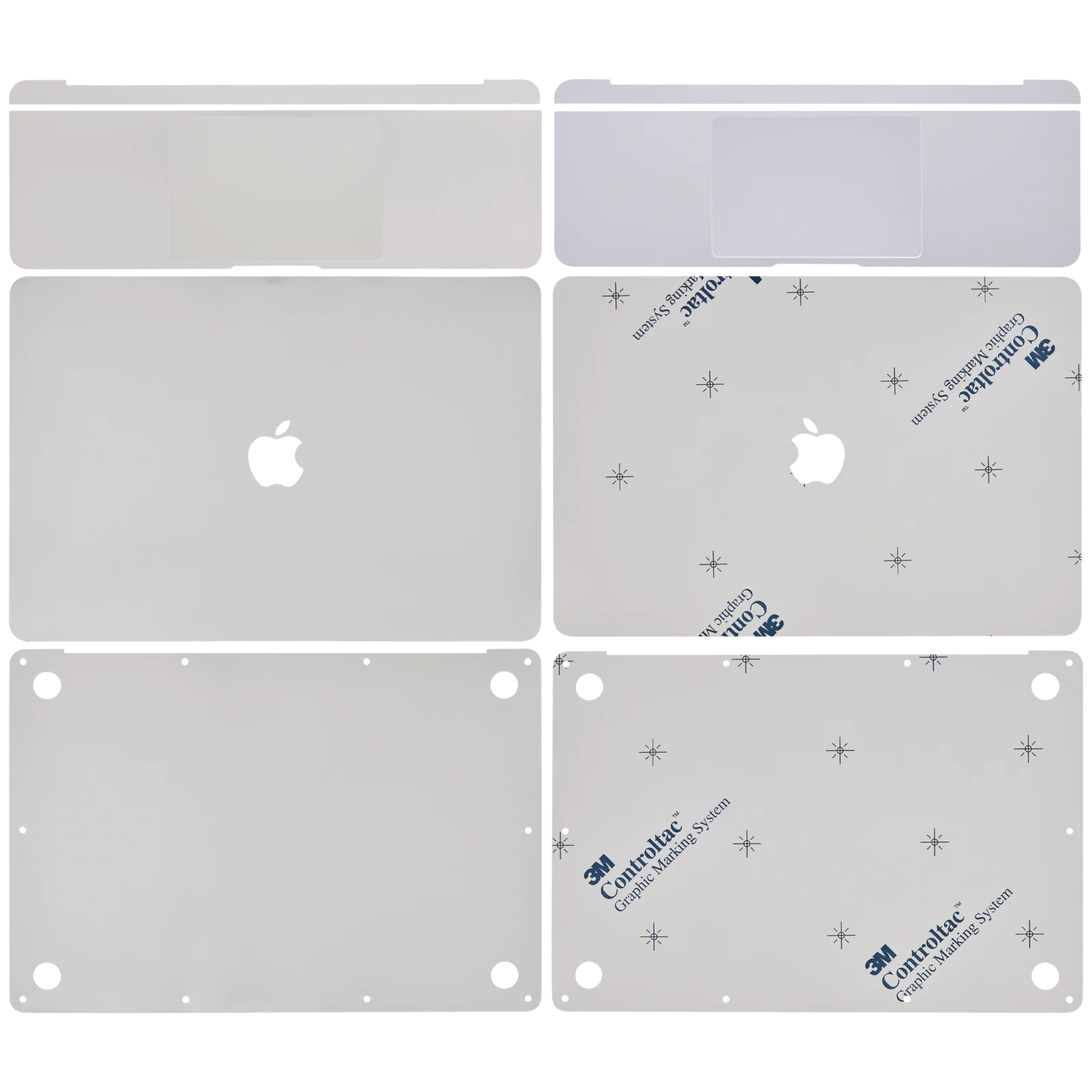 4-in-1 (Top, Bottom, Keyboard, Trackpad) Skin For MacBook Air 13" A1932 (2018-2019) / A2179 (2020) (Silver) - Image 2