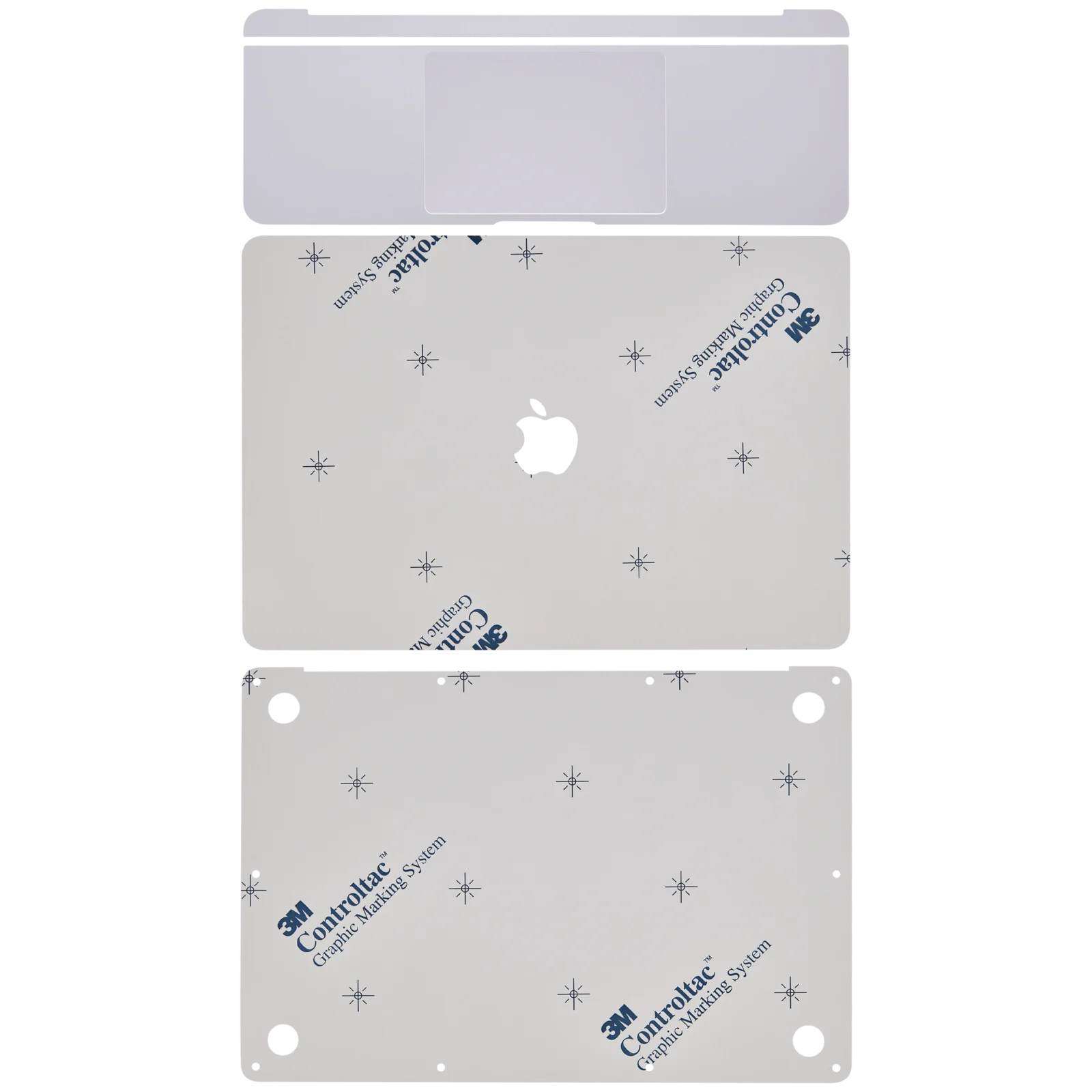 4-in-1 (Top, Bottom, Keyboard, Trackpad) Skin For MacBook Air 13" A1932 (2018-2019) / A2179 (2020) (Silver) - Image 3