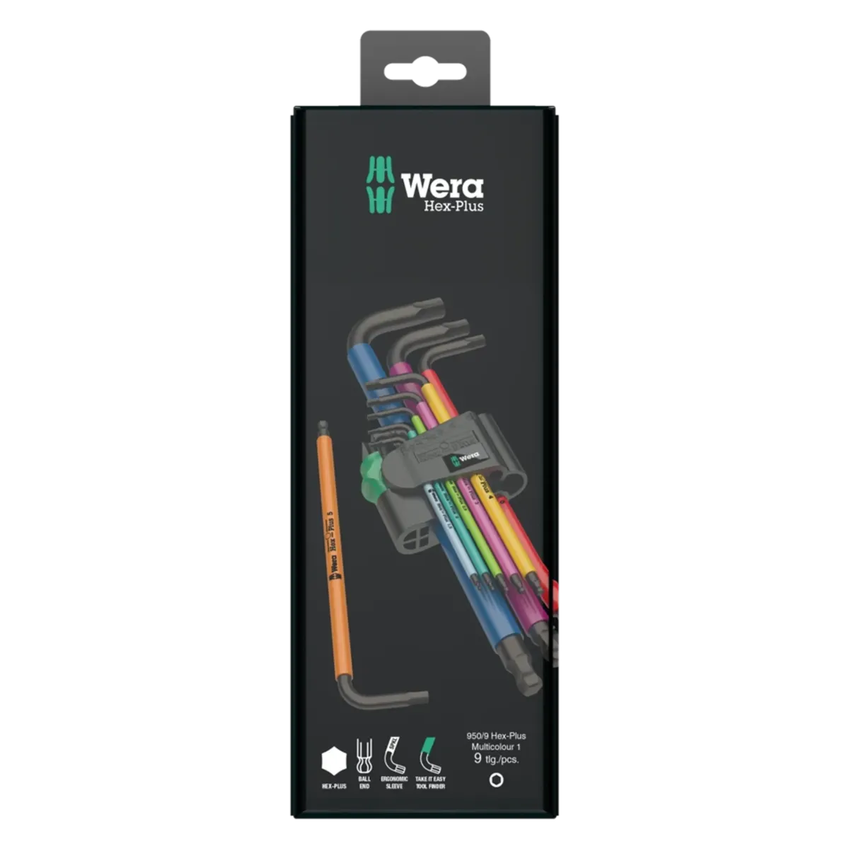950 Hex Plus Multicolor Metric L-Key Set (9 Piece) (Wera) - Image 3