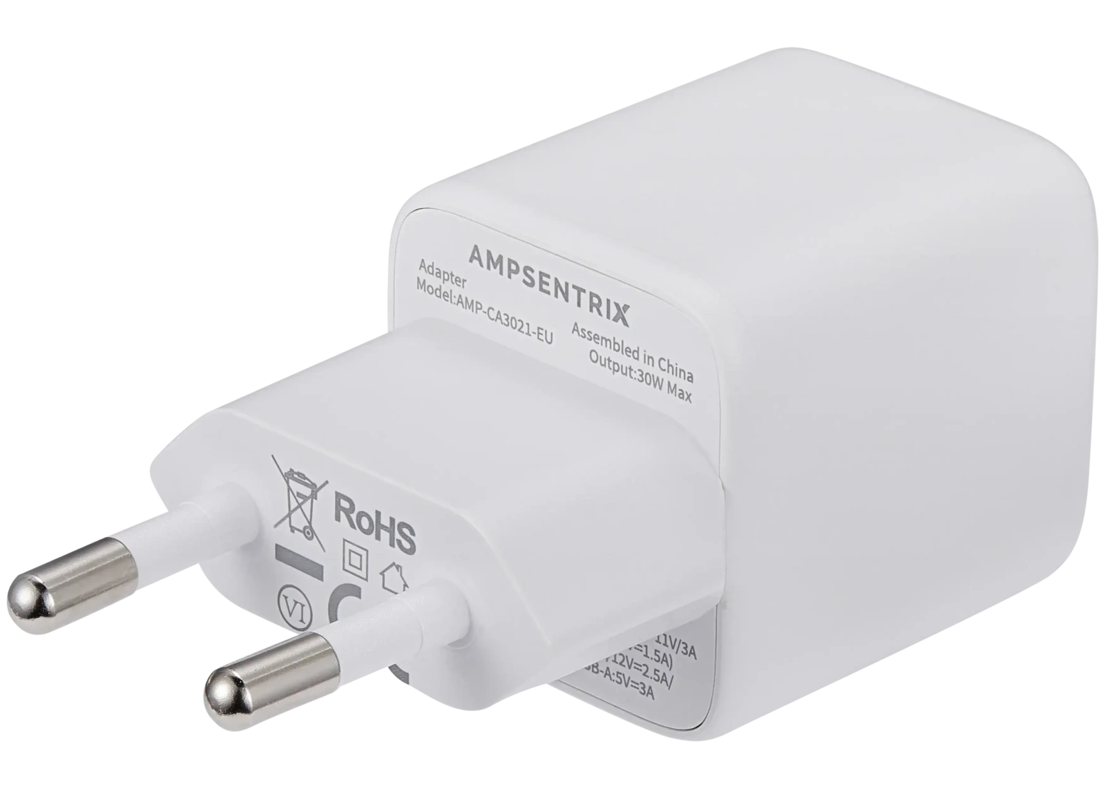 AmpSentrix Pro 30W 2-in-1 USB-C / USB-A GaN Wall Adapter (220V / EU Plug) (Teal) - Image 7