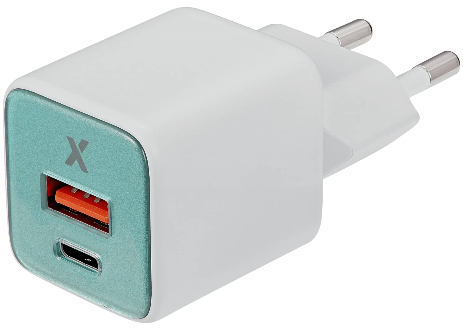 AmpSentrix Pro 30W 2-in-1 USB-C / USB-A GaN Wall Adapter (220V / EU Plug) (Teal) - Image 6