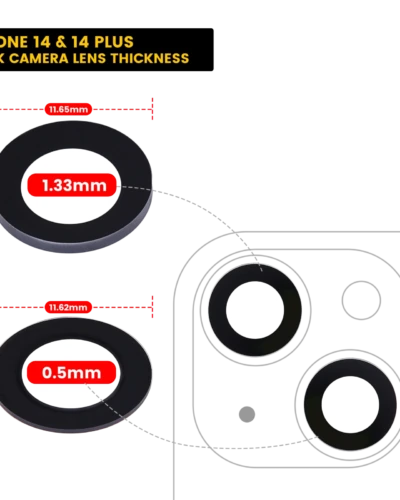 Back Camera Lens (Glass Only) With Adhesive For iPhone 14 / 14 Plus (2 Piece Set) (Real Sapphire) (Premium)