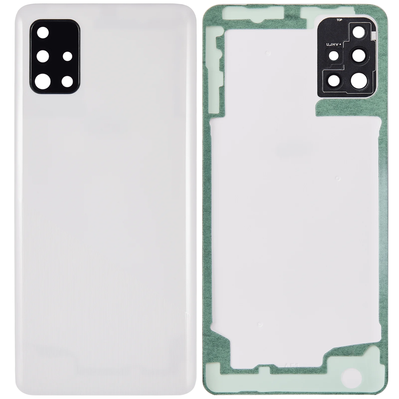 Back Cover Glass With Camera Lens For Samsung Galaxy A51 4G (A515 / 2019) (Aftermarket Plus) (Prism Crush White) - Image 5