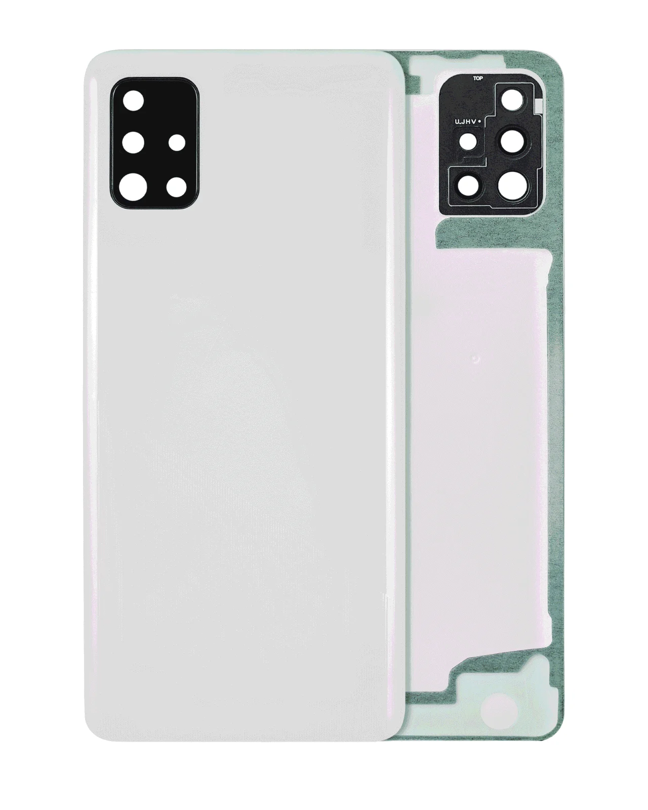Back Cover Glass With Camera Lens For Samsung Galaxy A51 4G (A515 / 2019) (Aftermarket Plus) (Prism Crush White) - Image 3