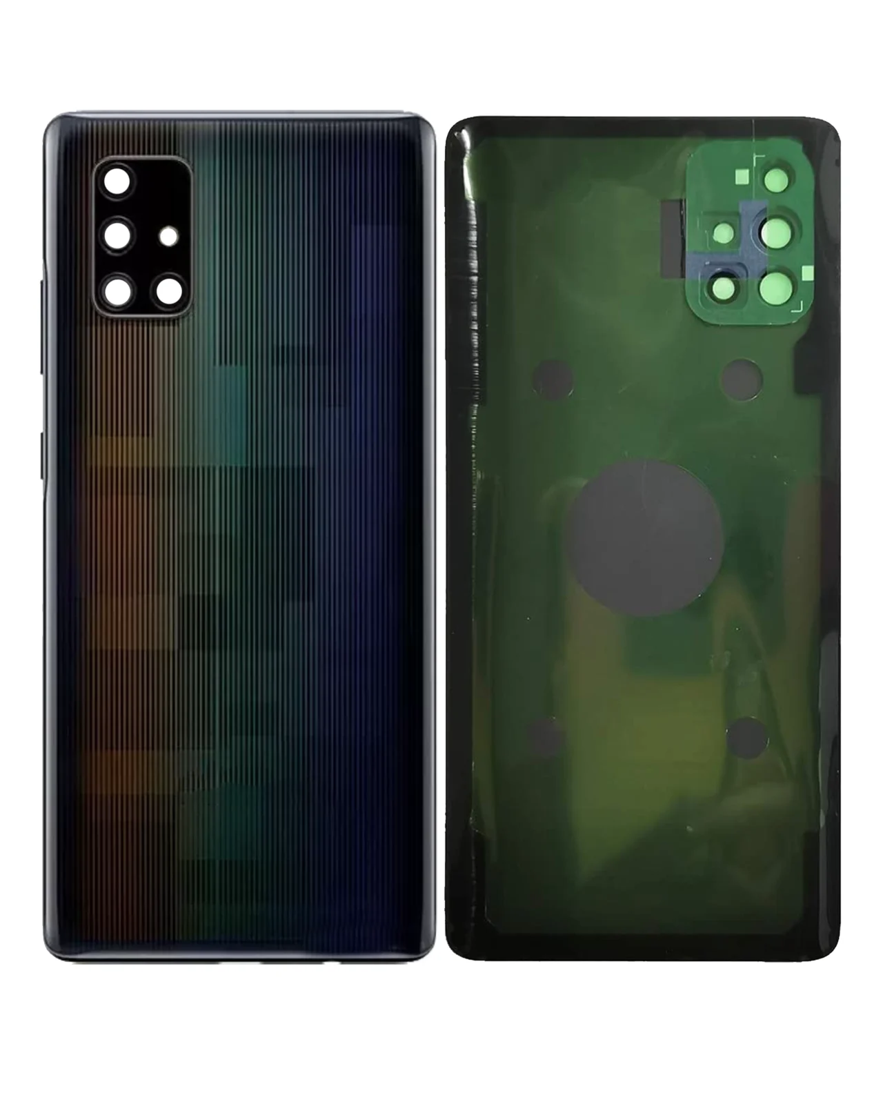 Back Cover Glass With Camera Lens For Samsung Galaxy A71 5G (A716U / 2020) (Service Pack) (Prism Cube Black) - Image 3