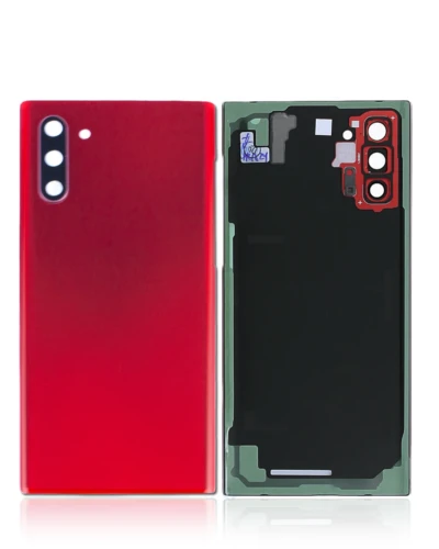 Back Cover Glass With Camera Lens For Samsung Galaxy Note 10 (No Logo) (Aftermarket Plus) (Aura Red)