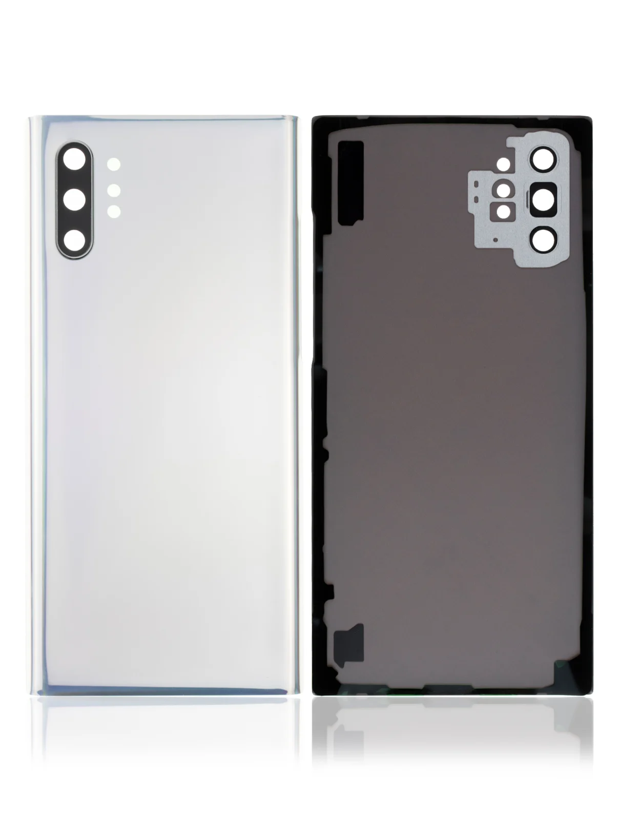 Back Cover Glass With Camera Lens For Samsung Galaxy Note 10 Plus / 5G (No Logo) (Aftermarket Plus) (Aura Glow / Silver) - Image 3
