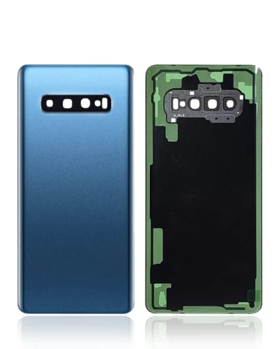 Back Cover Glass With Camera Lens For Samsung Galaxy S10 Plus (No Logo) (Aftermarket Plus) (Prism Blue)