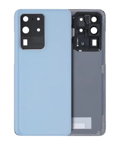 Back Cover Glass With Camera Lens For Samsung Galaxy S20 Ultra 5G (No Logo) (Aftermarket Plus) (Cloud Blue)