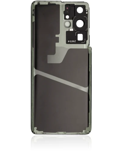 Back Cover Glass With Camera Lens For Samsung Galaxy S21 Ultra (No Logo) (Aftermarket Plus) (Phantom Black)