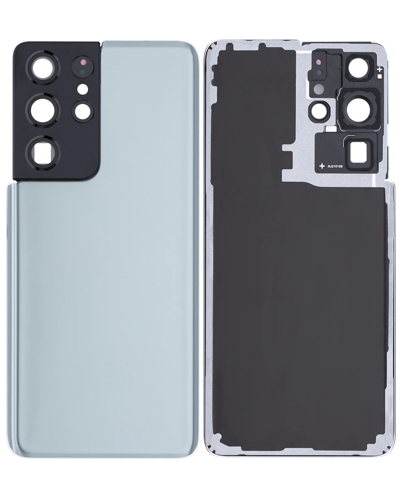 Back Cover Glass With Camera Lens For Samsung Galaxy S21 Ultra (No Logo) (Aftermarket Plus) (Phantom Titanium)