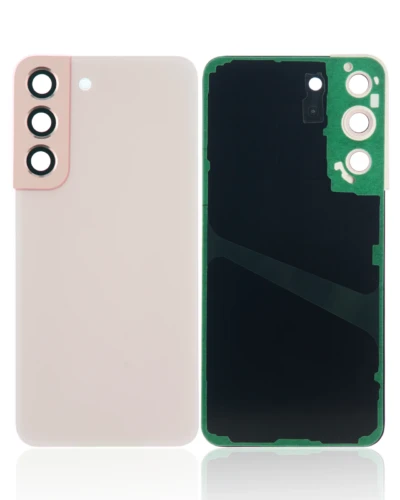 Back Cover Glass With Camera Lens For Samsung Galaxy S22 5G (No Logo) (Aftermarket Plus) (Pink Gold)