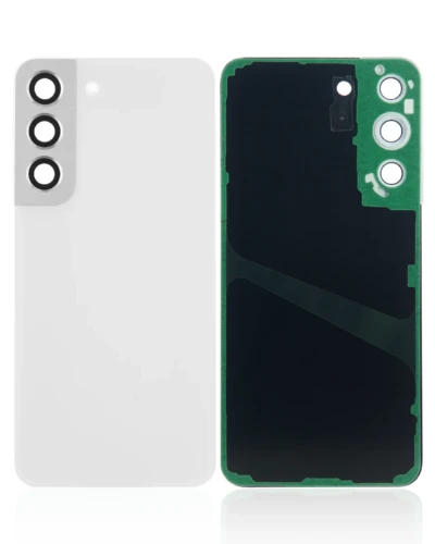 Back Cover Glass With Camera Lens For Samsung Galaxy S22 5G (No Logo) (Aftermarket Plus) (White)